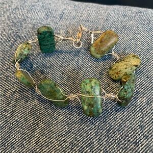 Green stone wire bracelet #fairycore #y2kjewelry